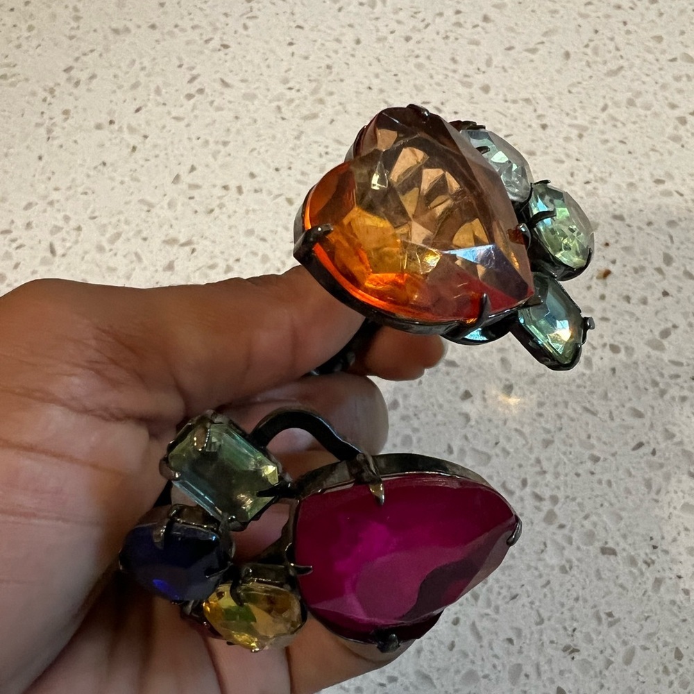 Chunky Multicolor Gemstone Bangle Bracelet Y2k 90s - image 2